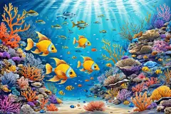 生物海底世界海洋游鱼鱼类插画图片