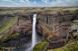 大瀑布, 高原, 山, Háifoss, 冰岛, 峡谷, 华丽, 景观, 自然