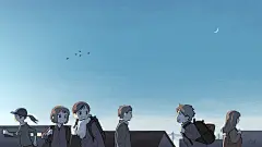 P站插画 学生 男生女生 放学回家 晚上 燕子 电脑壁纸@526 P站美图-第1张