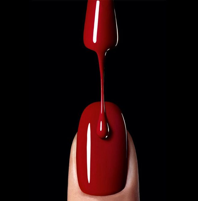 red wet nail polish ...