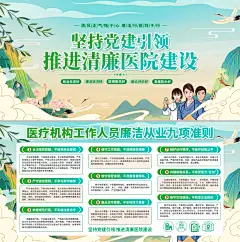 国潮清廉医院建设廉洁从业九项准则展板海报