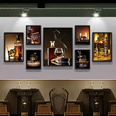 酒吧装饰画威士忌洋酒有框画现代夜店KTV娱乐会所海报挂画墙壁画