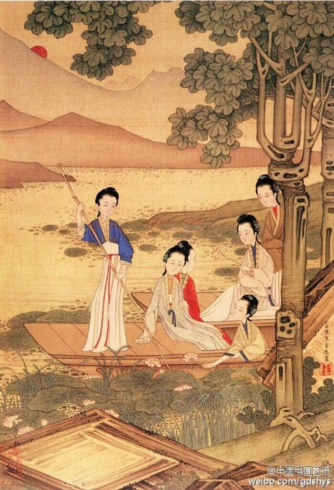 古画#【 清 焦秉贞《仕女图》】设色.
