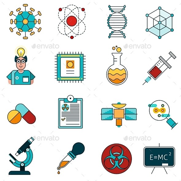 行图标设置——科技图标Science Line Icons Set - Technology Icons博客、商业中心、化学、代码、收集、组合 ...