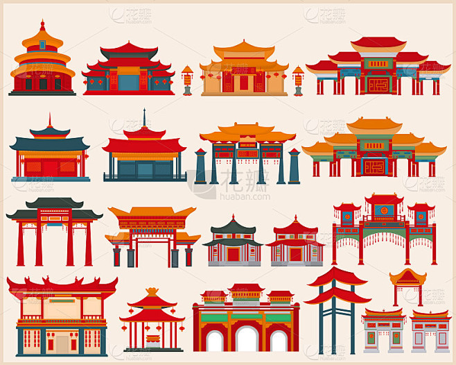中国的庙宇，大门和传统建筑
