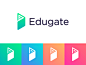 Logo concept for educational pass management app student teacher trustworthy management school security hexagon minimalist geometry door open access data geometric pass arrow passport logo icon abstract book education edu gate