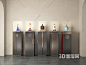 新摆件 白酒 酒品 酒瓶 展示柜 玻璃展柜 展柜 木柱3D模型