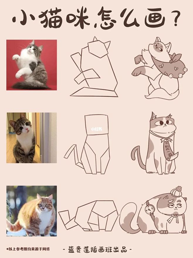 零基础插画教程|4步学会小猫咪的画法 :...
