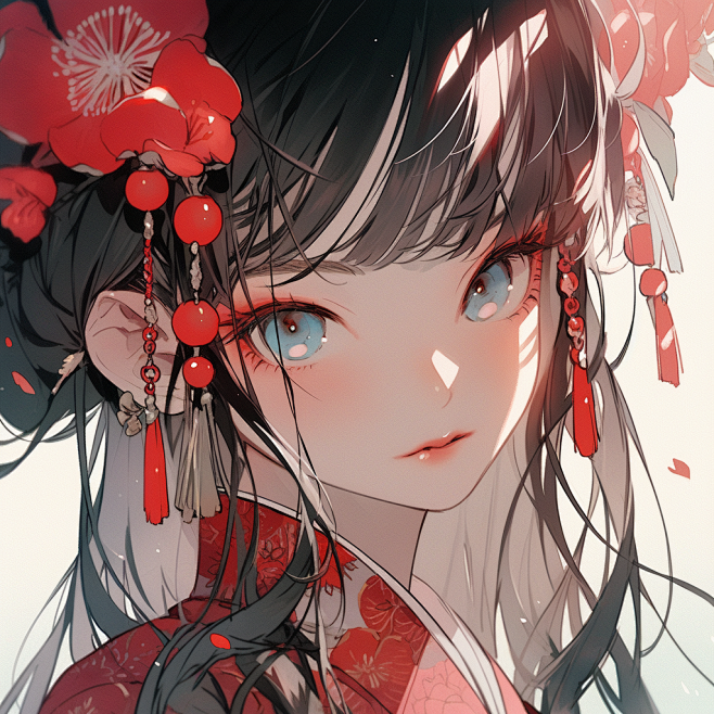 AIshare_an_animated_girl_with_flower_hair_and_red_lipstick_in_t_8