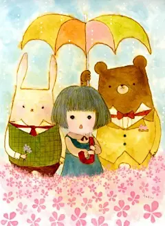 日式水彩小插画——好朋友