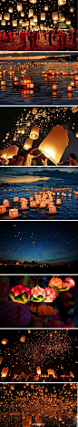 “水灯点点，灯光里的嘤鸣湖湖水清浅。手捧莲花水灯的你是个顽皮的小孩，小心翼翼地把水灯放上了湖面，哈着气想把它吹远，欲浇水又怕湿了纸做的红莲……”