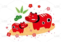 2021年的牛年插图新年贺卡