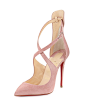 Marlenarock Crisscross Suede Red Sole Pump, Nude