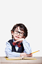 小孩思考戴眼镜的小孩教育开学免抠png素材_新图网ixintu.com