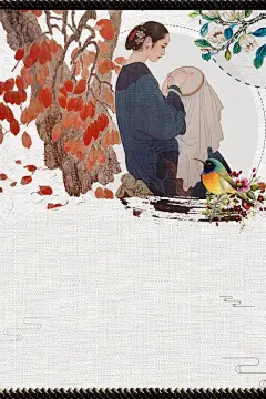 慈母手中线手工艺品刺绣插画背景模板