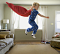 Caucasian boy in superhero costume jumping through the air by Gable Denims on 500px