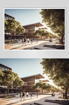 AI数字艺术教学楼校园场景摄影图-众图网