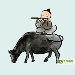 古风清明节牧童水墨中国风元素