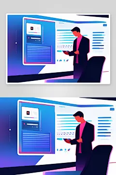 活力扁平插画中的仪表盘-众图网