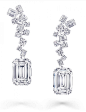 A pair of Graff diamond earrings featuring The Eternal Twins- a pair of identical D Flawless emerald cut diamonds