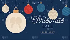 乒乓球圣诞销售横幅。圣诞快乐，新年快乐平面卡通体育横幅。乒乓球作为圣诞背景球。矢量插图。