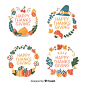 Thanksgiving badge collection hand drawn style Free Vector