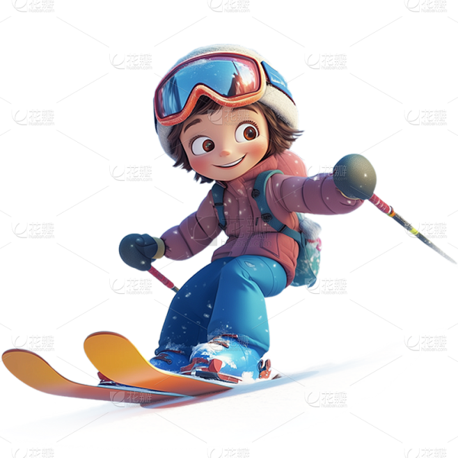 冬天通用皮克斯可爱滑雪人物素材