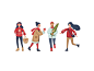 Merry Christmas. Happy peoples. Set of funny peoples. winter fashion vector character cartoon illustration design people christmas