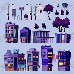 暗夜城市矢量卡通元素 【酷图网】暗夜城市,卡通插画,卡通人物插画,扁平风人物,人物插画,矢量人物,矢量元素,元素设计