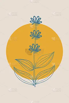 龙胆黄，抽象，海报，极小