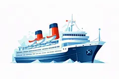 多彩简约扁平矢量轮船交通工具插画图标元素
