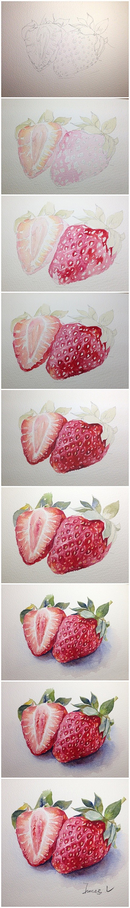 第4期水彩插画全日班 3-4周蔬果类示范...