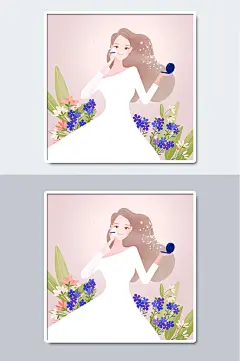 美妆护肤化妆手绘插画海报