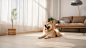 ls7623_On_top_of_a_wooden_floor_a_Golden_Retriever_sits_on_a_ca_e95bd88a-d87e-47c7-8146-bc0450f38fa5