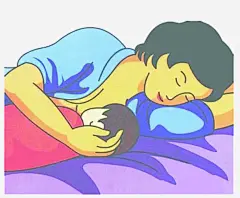 卡通新生儿侧躺喂养插画高清素材 png 设计图片 免费下载 页面网页 平面电商 创意素材 png素材