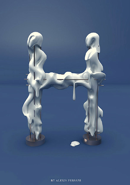 分享一组创意3D英文字母设计，来自Ale...