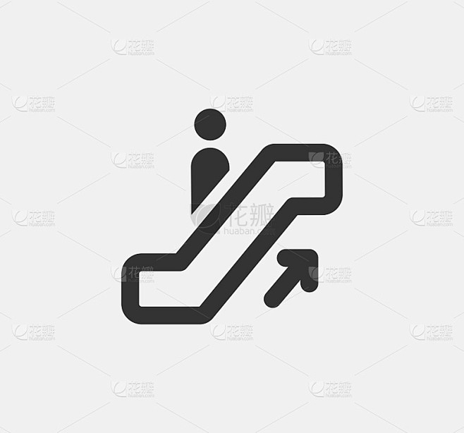 自动扶梯，电梯矢量图标。公共导航矢量图