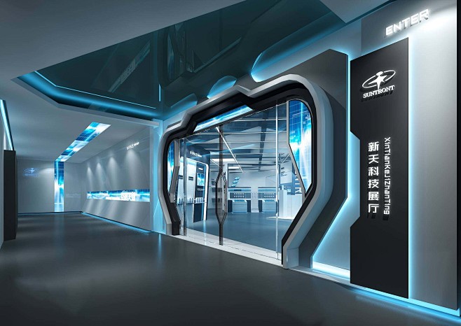 南京企业文化墙科技展厅装修设计效果图展柜...