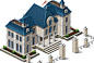 graphics Icon game houses buildings institutions enterprises principalities green red blue gray White stone