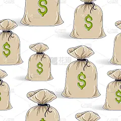 钱袋无缝背景，背景为金融业务网站或经济主题广告和信息，矢量壁纸或网站背景。