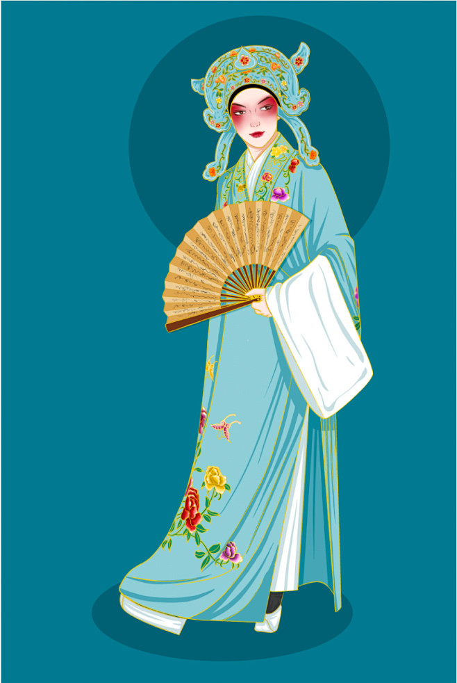中国风古风小生京剧戏曲人物插画