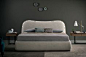 Upholstered king size bed with curved headboard, size 160x200 cm, 180x200 cm or 200x200 cm