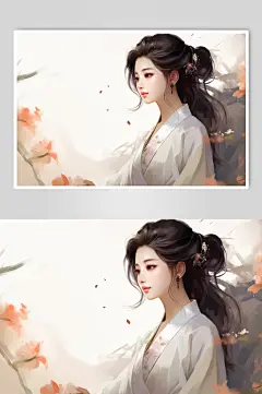 AI数字艺术新中式中国风美女人物插画-众图网