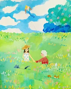插画师Li-Wen Chu笔下的童年主题插画，作者用治愈的配色和美好的内容绘制出一幅幅美好的童年插画，以及部分作品采用拼贴的形式，画面表达的美好童趣的画面非常治愈心灵～让人怀念自己儿时的那份简单可爱～#插画分享# ​​​​