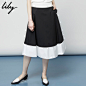 Lily2016夏新款女装复古法式赫本风经典黑白A字伞裙116229C6904
