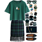 A fashion look from August 2016 featuring embroidered t shirts, green pencil skirt and ballet pumps. Browse and shop related looks.