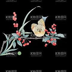 国画花鸟水墨工笔红果  - 源文件下载【酷图网】国画,花鸟,水墨,工笔,红果,卡通,设计,