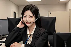 职场女性客服人物肖像摄影图