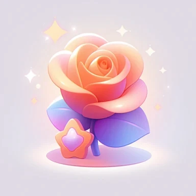 a rose 3D icon,light...