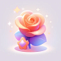 a rose 3D icon,light orange,red,pink,lavender,clead white background,clay material,isometric,3D rendering,smooth and shiny!cute,girl style,realistic use of light and color,Softcolor gradual change,honey style,trendy in Nintendo,best detail,HD,hight resolu